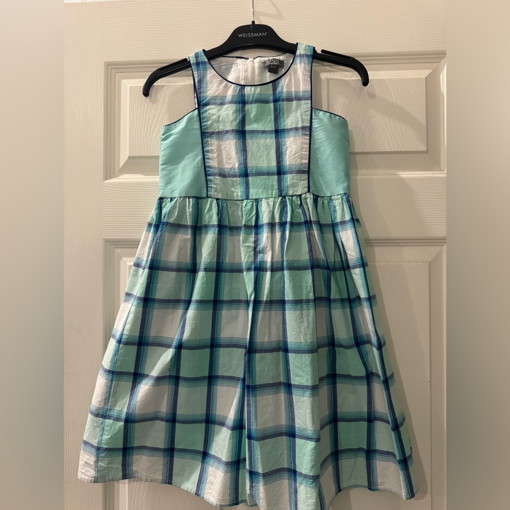 🩵 A.T.U.N. plaid sleeveless dress. NWOT.